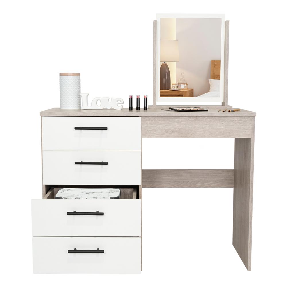Mueble Tocador Treviso Ceniza y Blanco