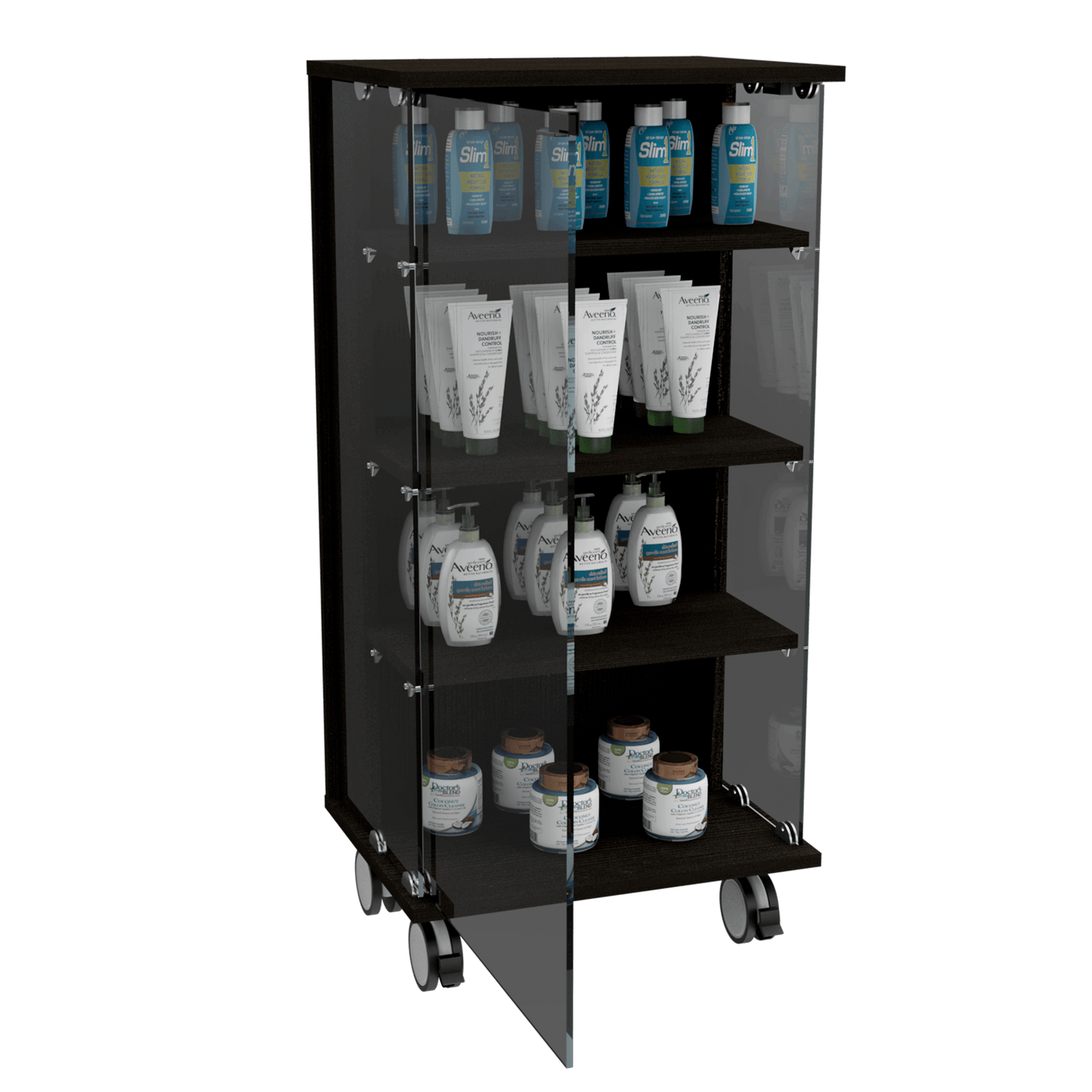 Vitrina Lyra color Wengue para Ambientes.