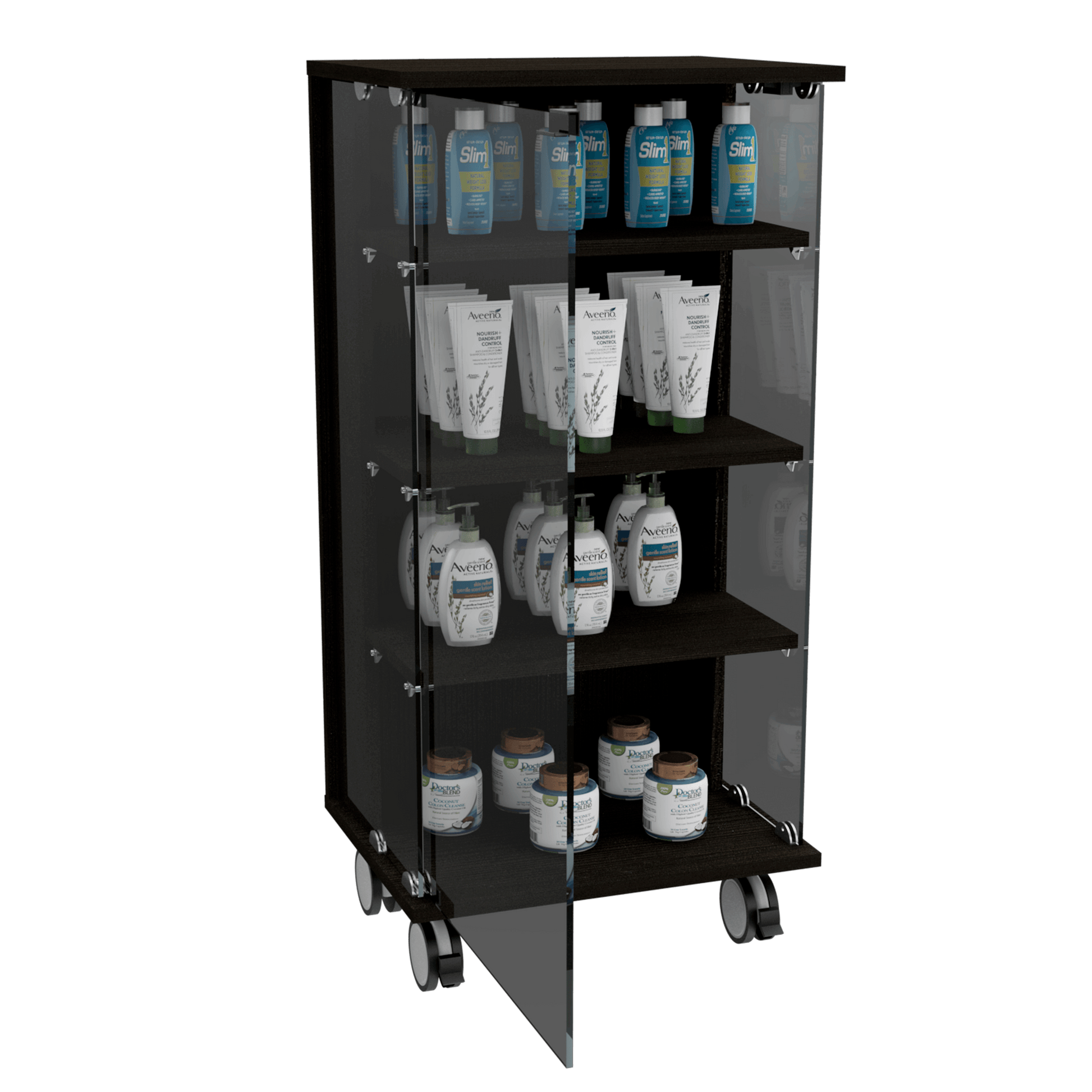 Vitrina Lyra color Wengue para Ambientes.