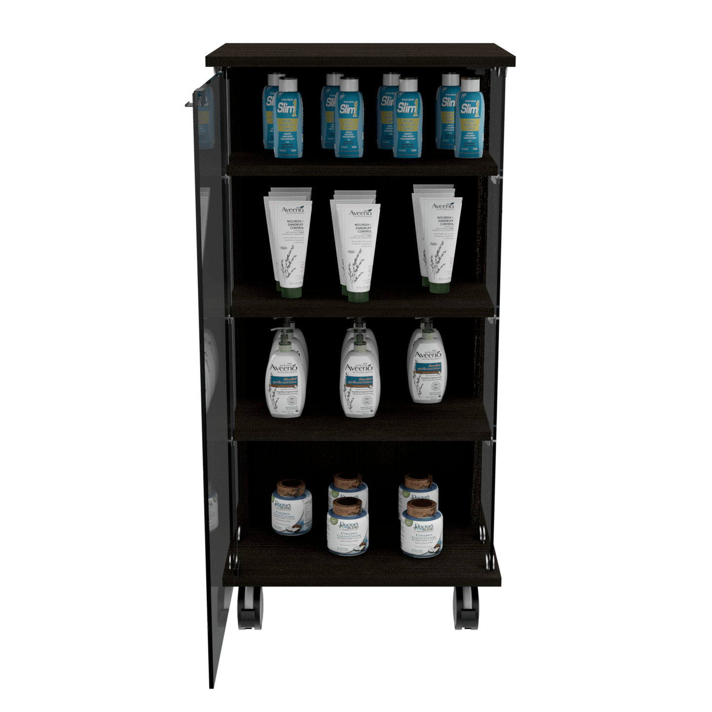 Vitrina Lyra color Wengue para Ambientes.