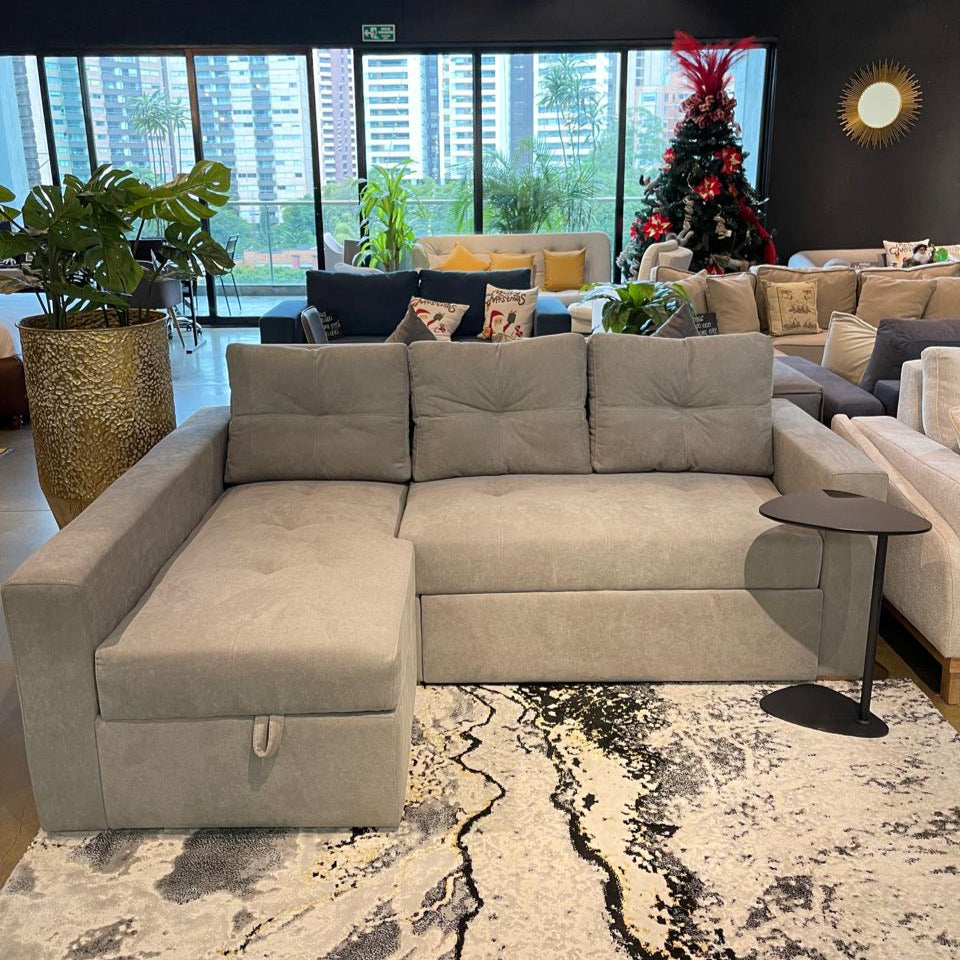 Sofá Cama Pirme Gris Con Baul