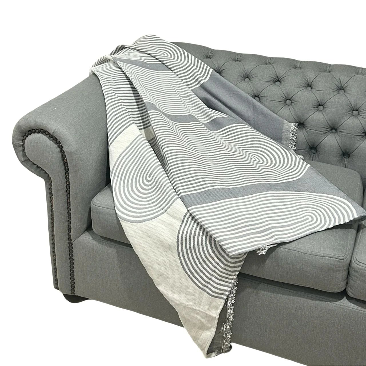 Manta Decorativa o Pie de Cama Arcos Gris
