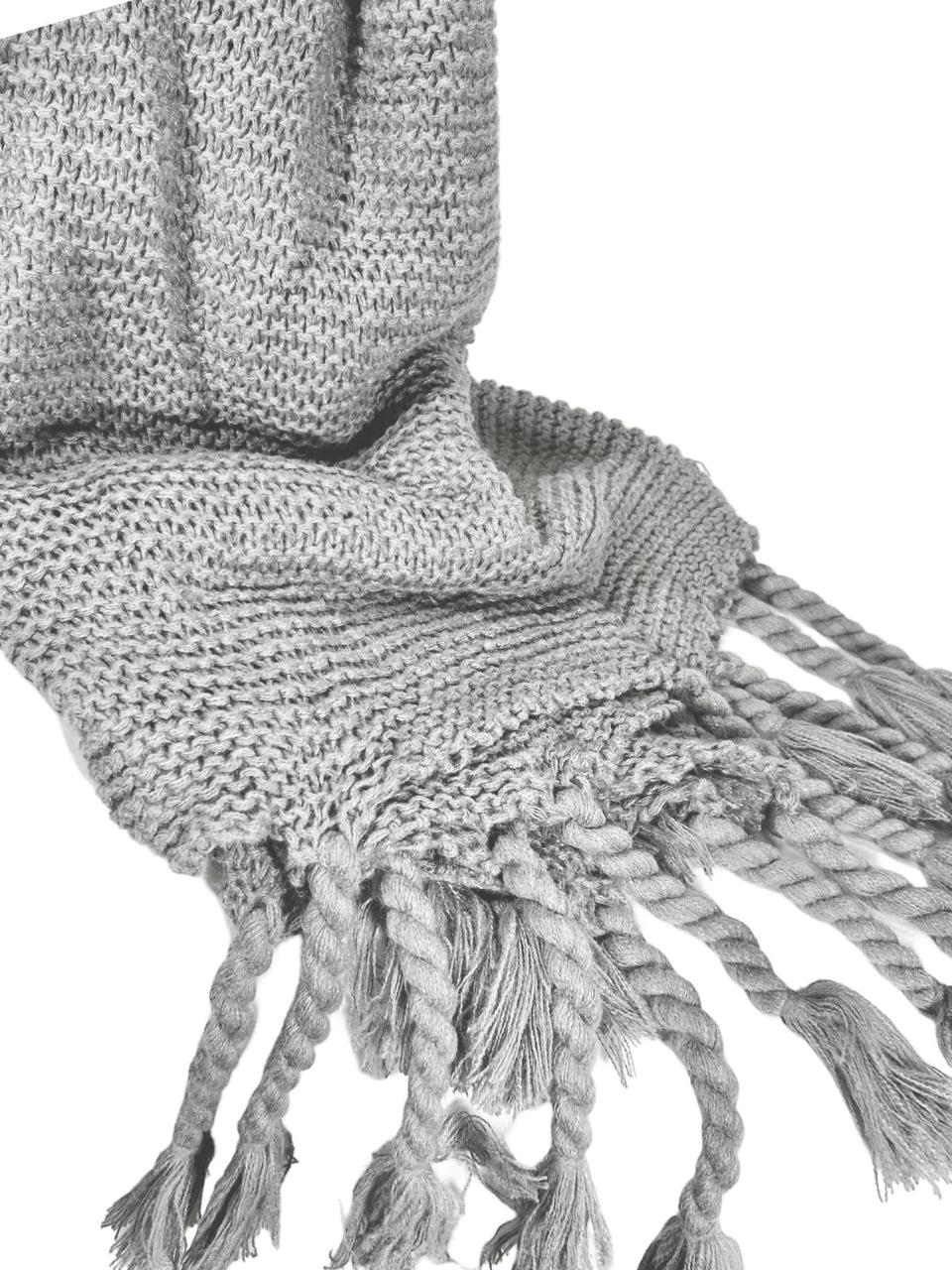 Manta Decorativa Fraza Gris Lazos