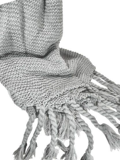 Manta Decorativa Fraza Gris Lazos