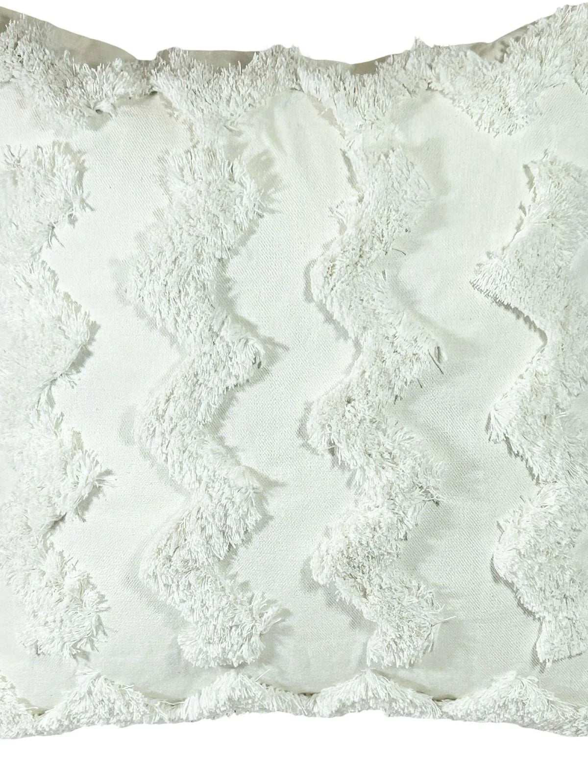 Cojin Decorativo  Zigzag Blanco Borlas