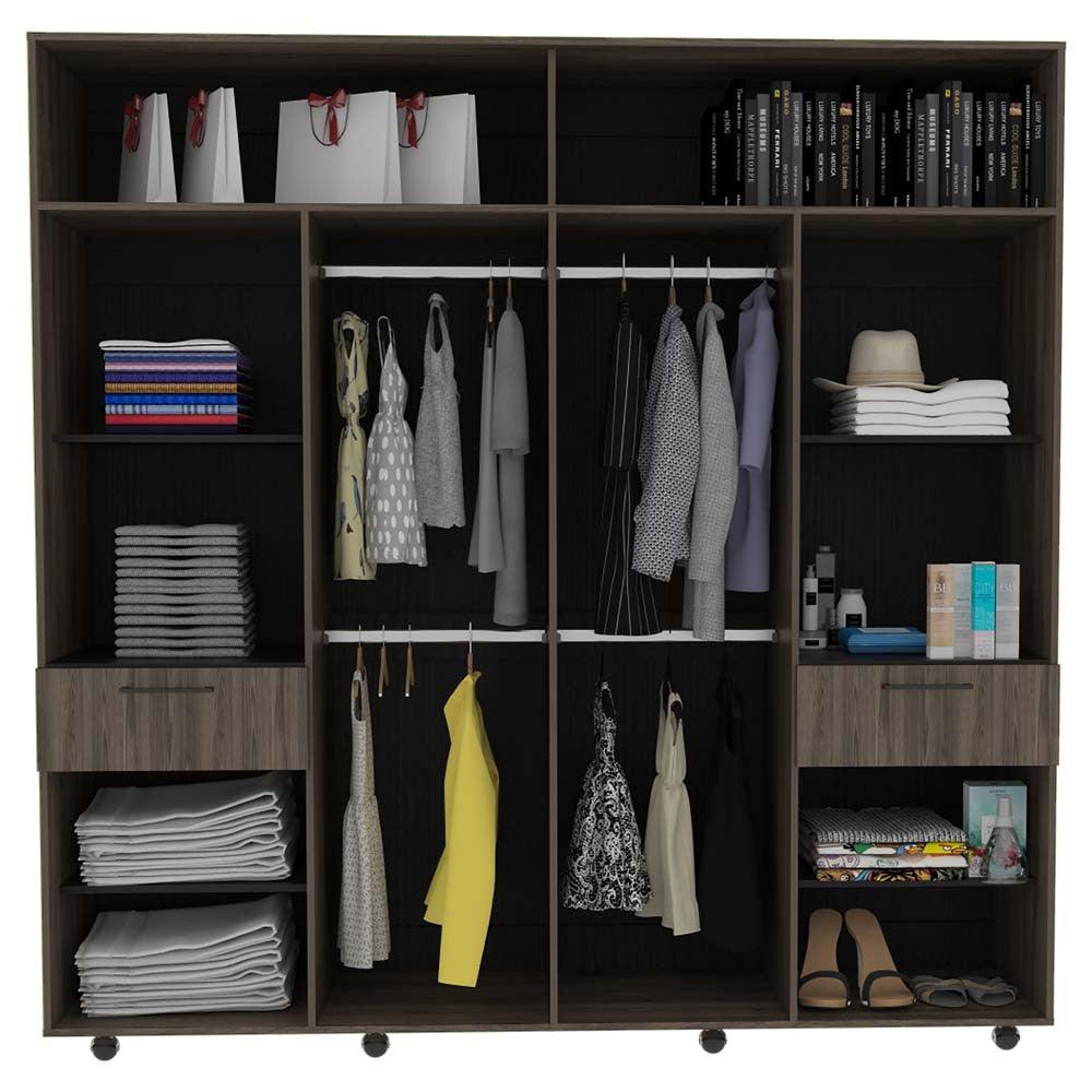 Closet Vanguardia con Espejo color Chocolate y Wengue para Habitación.