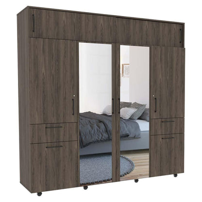 Closet Vanguardia con Espejo color Chocolate y Wengue para Habitación.