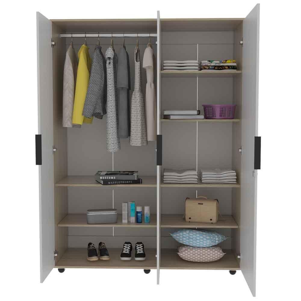 Closet Wesley con Espejo color Beige y Blanco para Habitación.