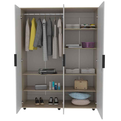 Closet Wesley con Espejo color Beige y Blanco para Habitación.