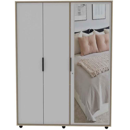 Closet Wesley con Espejo color Beige y Blanco para Habitación.