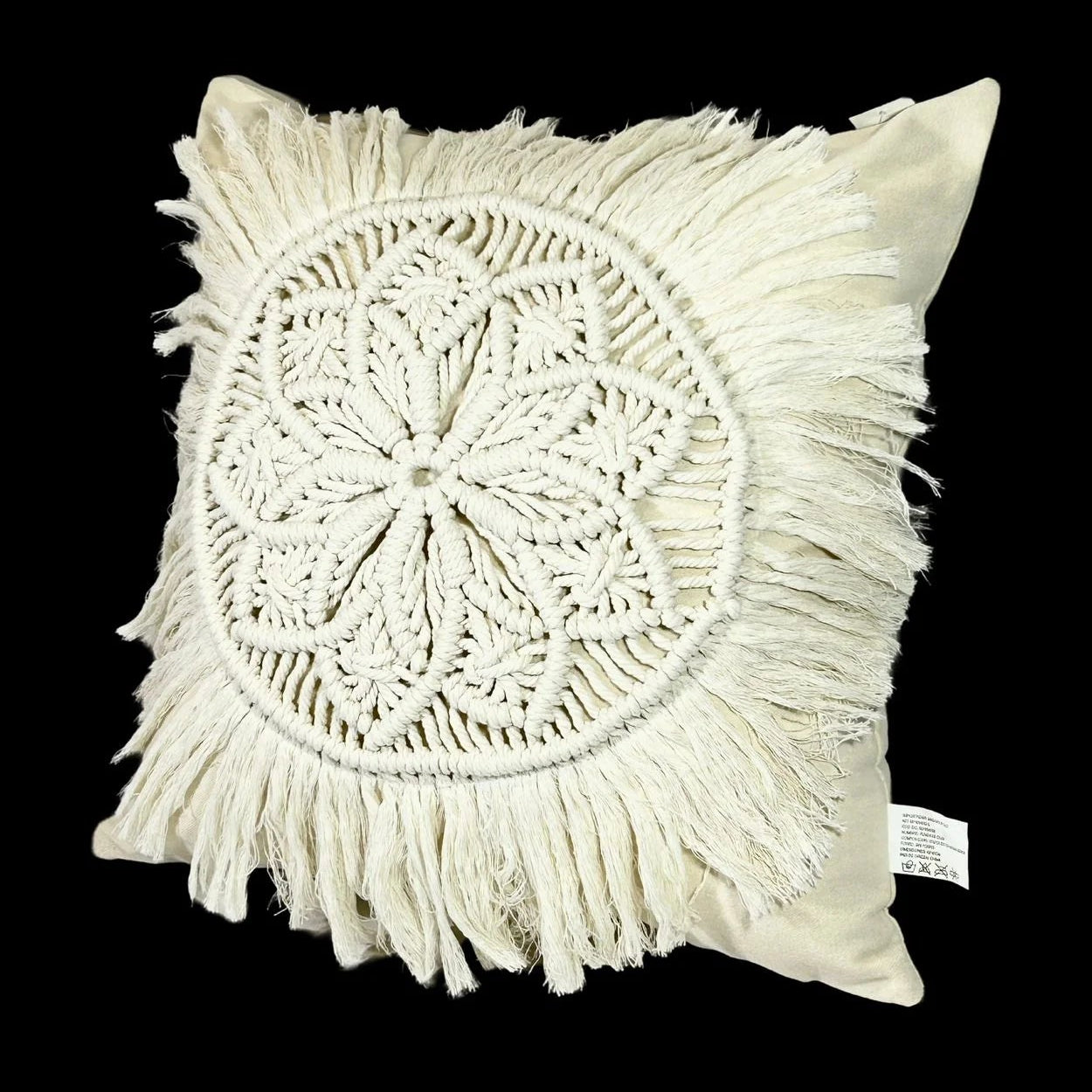 Cojin Decorativo Macrame Funda Mandala Beige