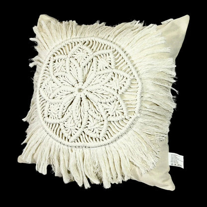 Cojin Decorativo Macrame Funda Mandala Beige