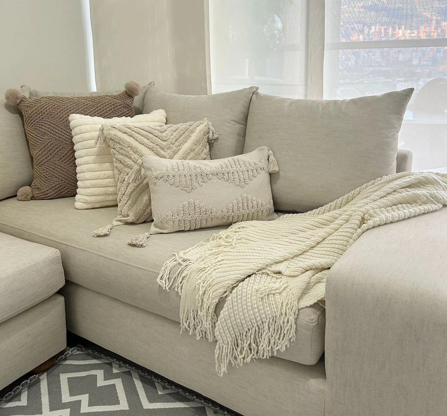 Manta Decorativa Throw Beige Española