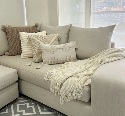Manta Decorativa Throw Beige Española