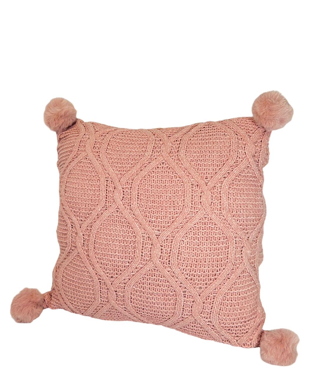 Cojin Decorativo Rombos Borlas Rosado