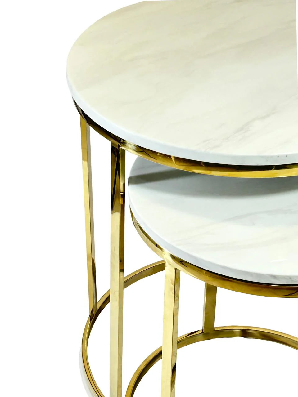 Duo Mesas Marmol Estructura Metal Premium