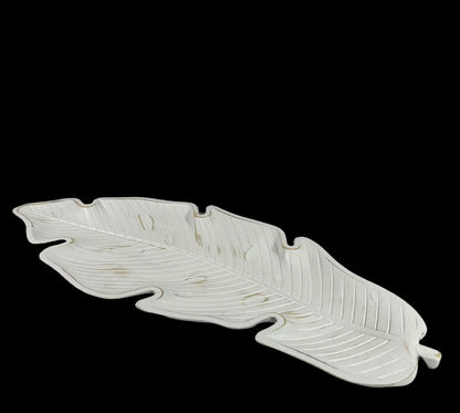 Centro de Mesa en Madera Estilo Hoja White