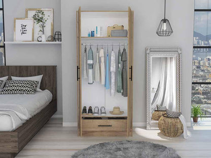 Closet Omaira color Café claro y Blanco para Habitación.