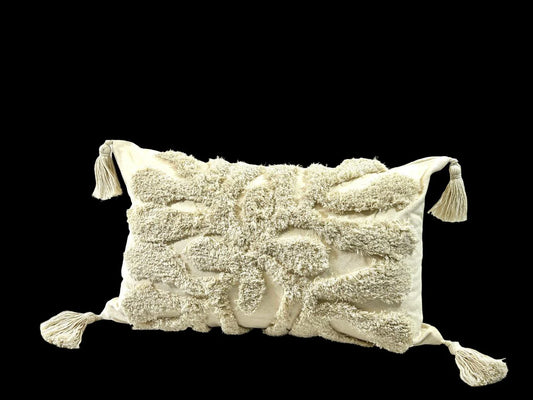 Cojin Decorativo Amsterdan Beige Borlas Rectangular