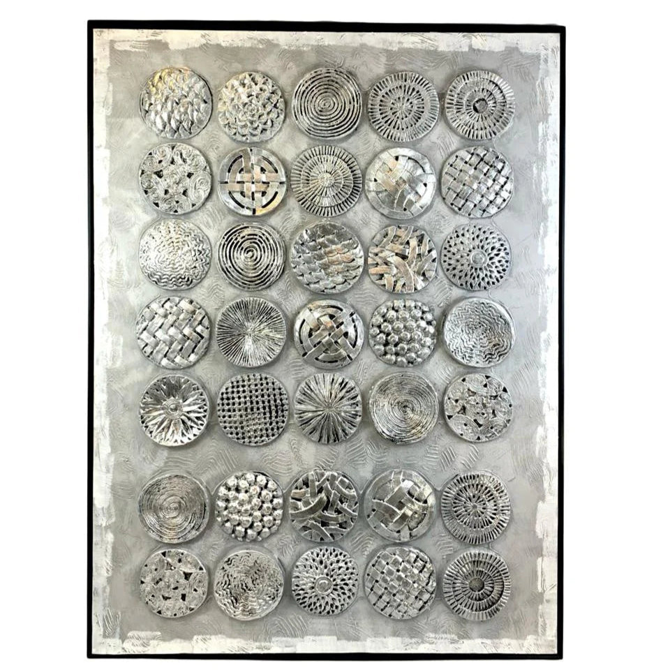 Cuadro Decorativo Plateado Circulos 120 x 90