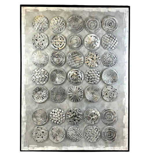 Cuadro Decorativo Plateado Circulos 120 x 90