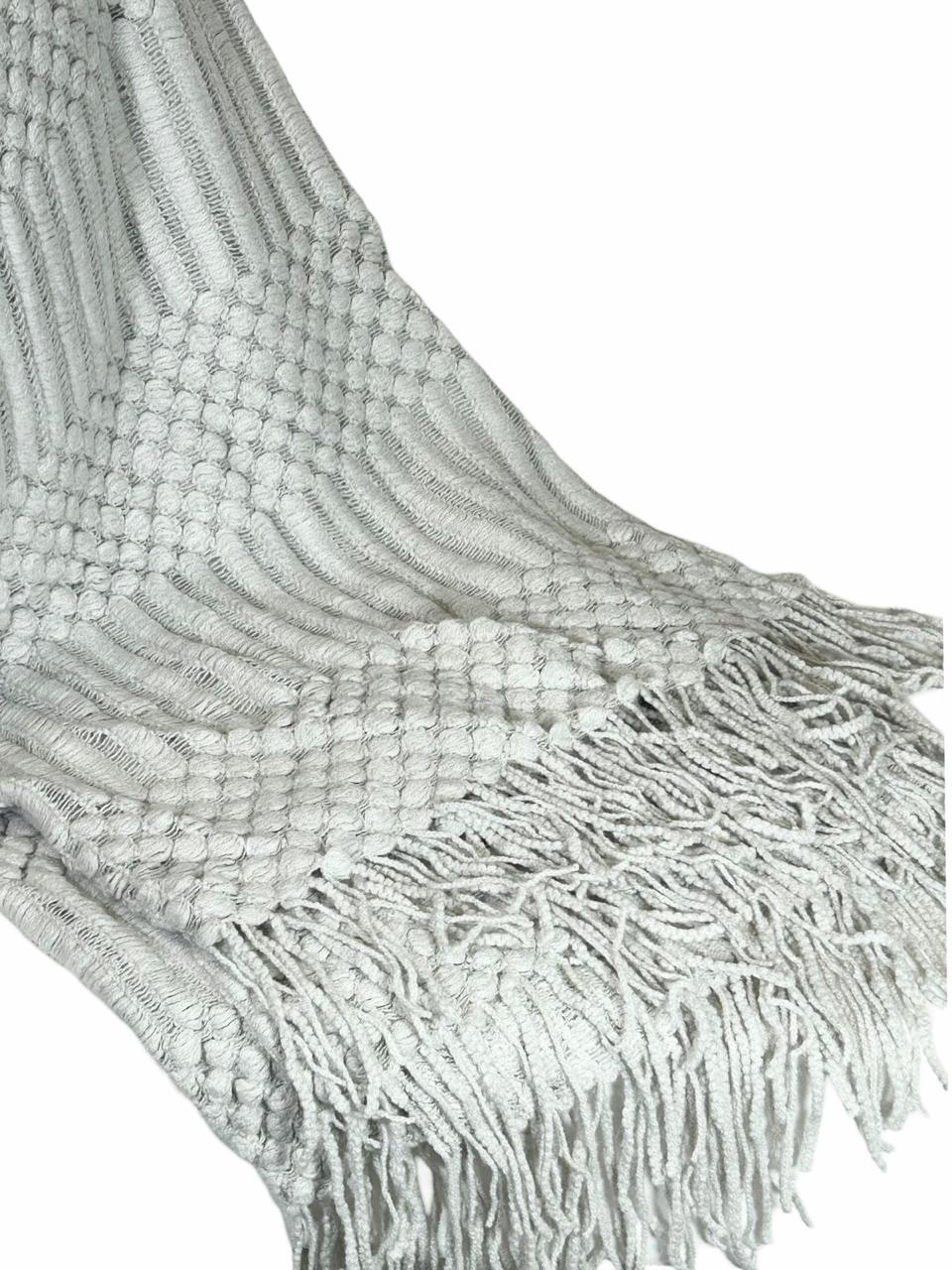 Manta Decorativa Throw Tejido Punto Gris