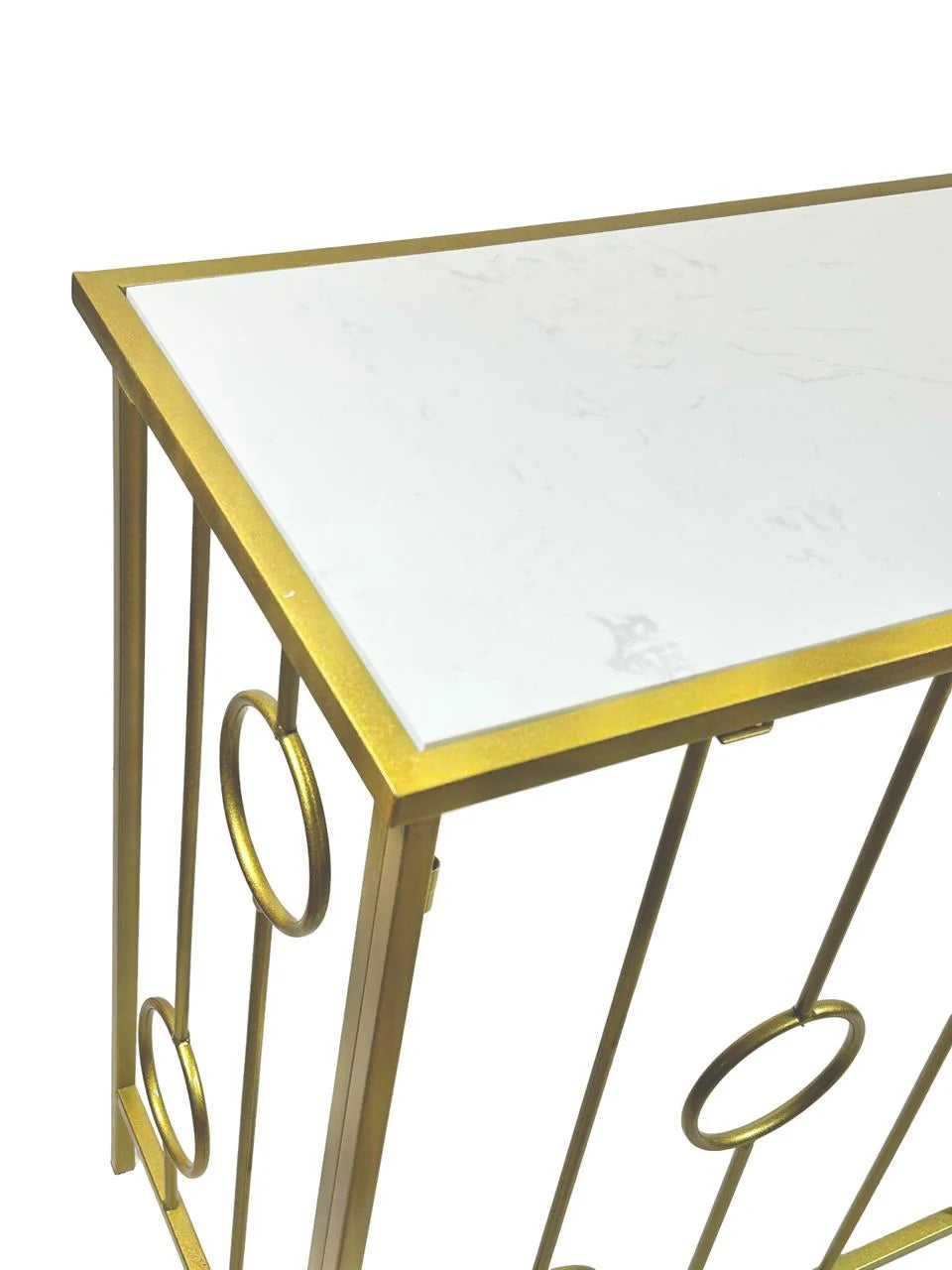 Consola Dorada Circulos Estructura Metalica 80 X 120 cm