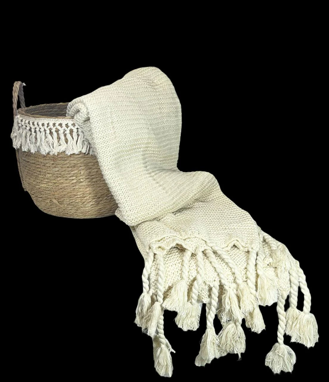 Manta Decorativa Fraza Tejida Beige