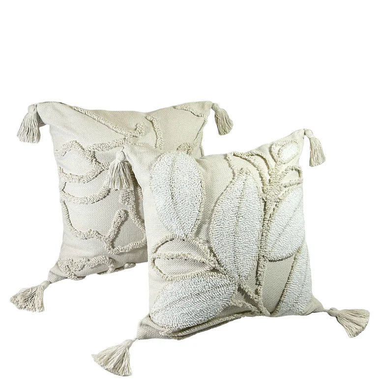 Cojin Decorativo Hojas Bordado