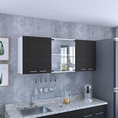 Gabinete Superior Vega color Blanco Y Wengue Para Cocina.