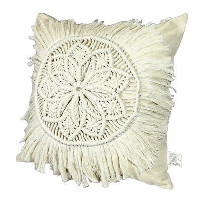 Cojin Decorativo Macrame Funda Mandala Beige