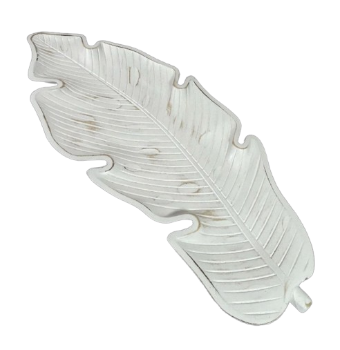 Centro de Mesa en Madera Estilo Hoja White