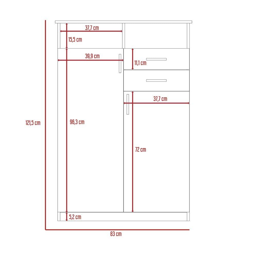 Closet Donat, Miel y Blanco, con Dos Cajones Deslizables y Tres Entrepaños Móviles - VIRTUAL MUEBLES