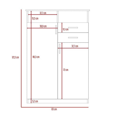 Closet Donat, Miel y Blanco, con Dos Cajones Deslizables y Tres Entrepaños Móviles - VIRTUAL MUEBLES