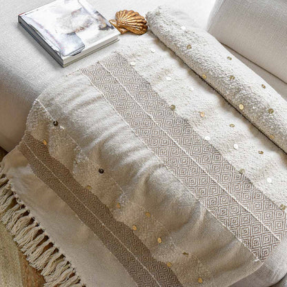 Manta Decorativa o Pie de Cama Frazada Ivont Natural