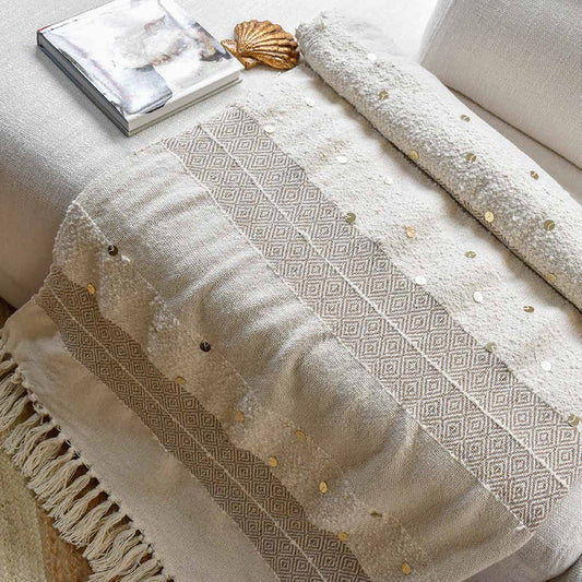 Manta Decorativa o Pie de Cama Frazada Ivont Natural