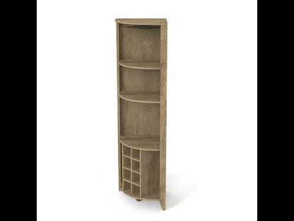 Bar Esquinero Sarume, Macadamia, con Espacio Para Ocho Botellas y Tres Entrepaños