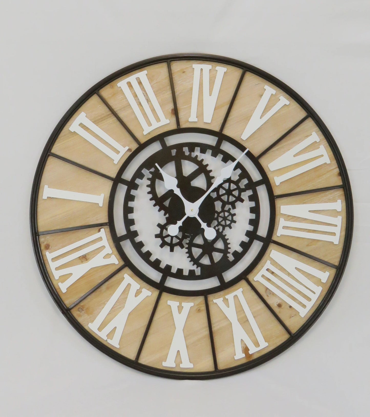 Reloj de Pared Redondo en Madera y Metal 80cm