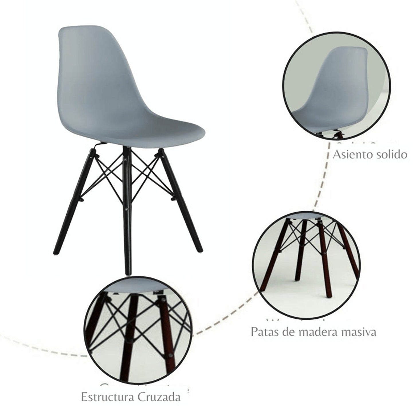 Silla Baeza Patas Negra Gris