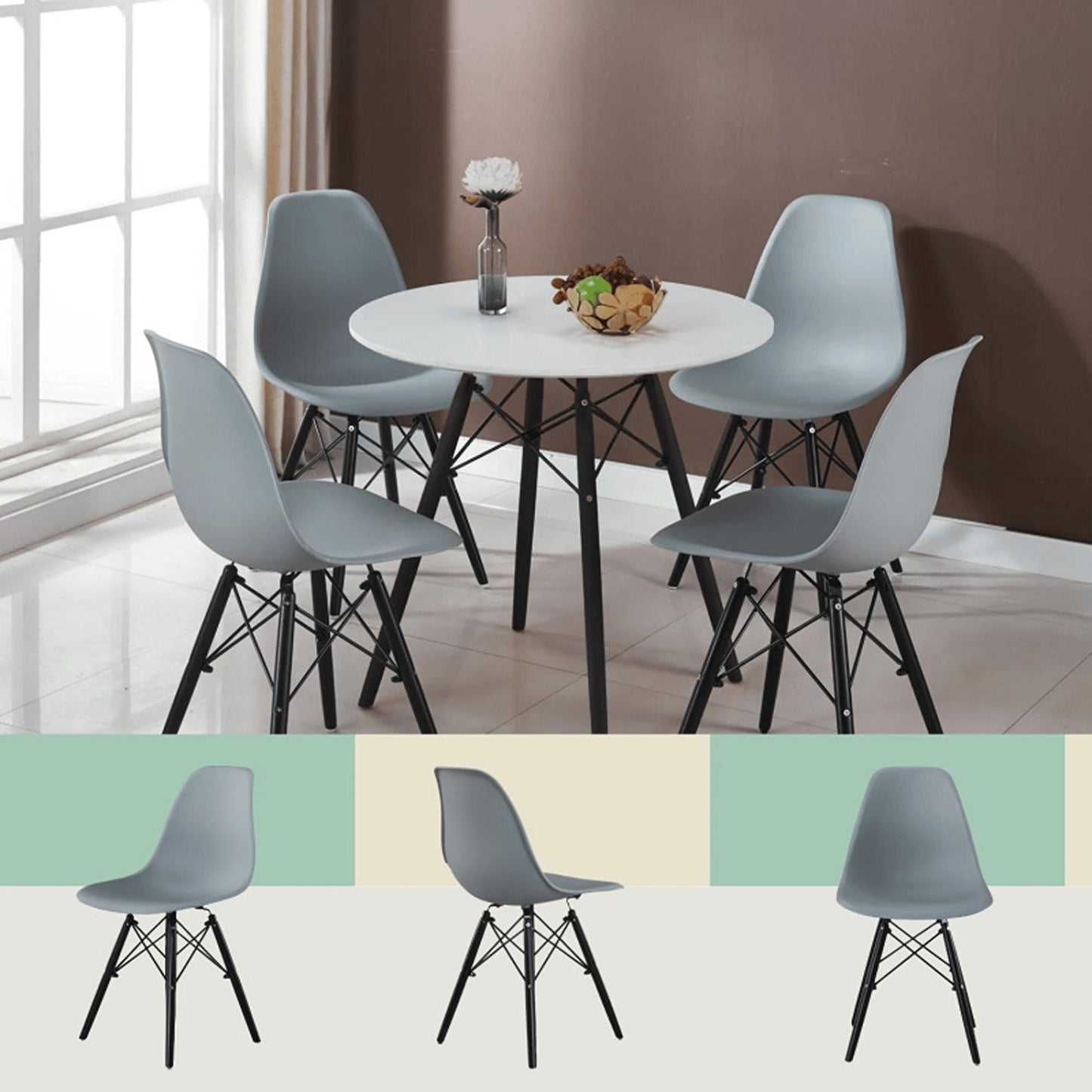 Silla Baeza Patas Negra Gris