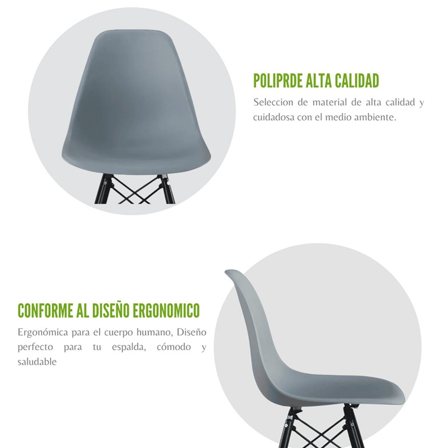 Silla Baeza Patas Negra Gris