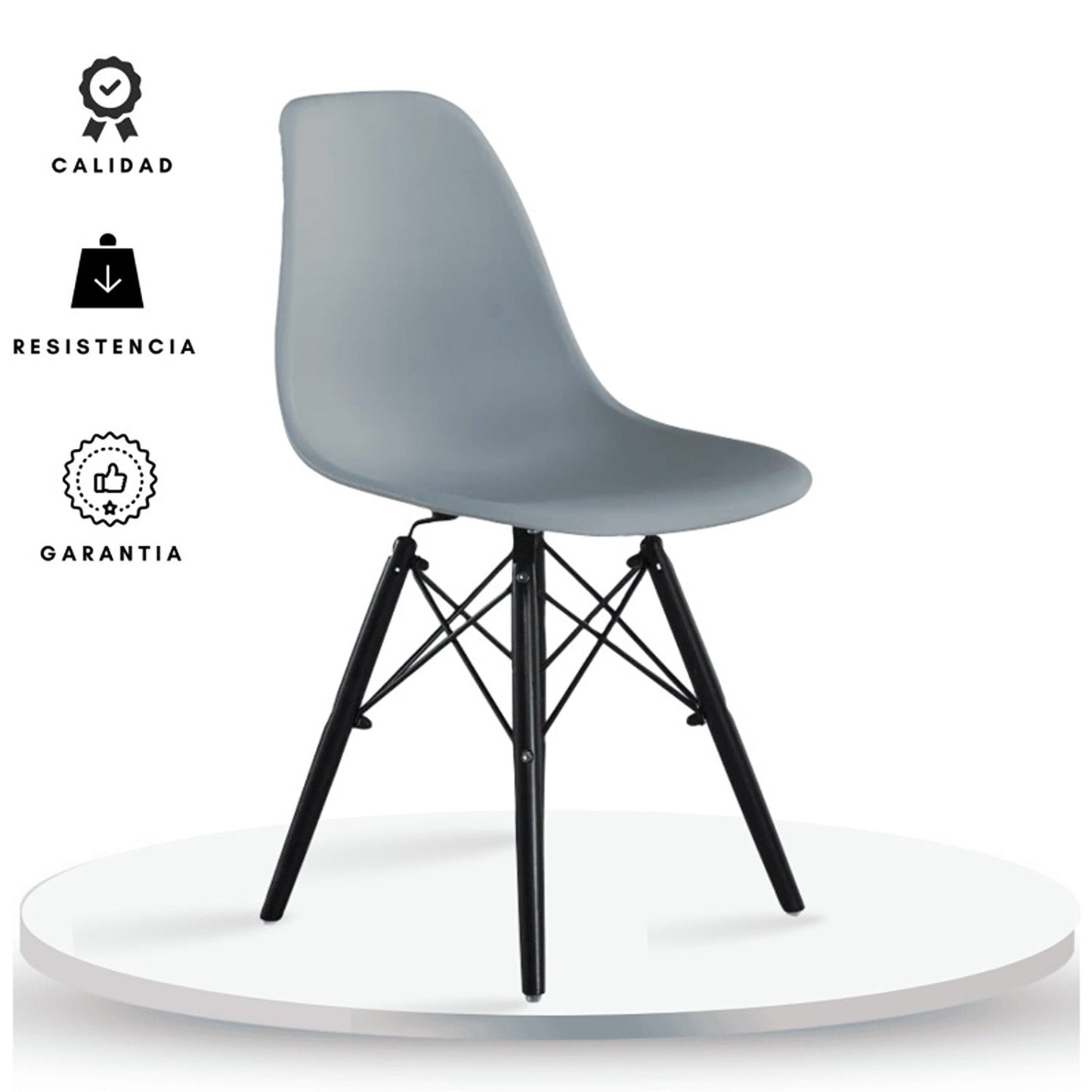 Silla Baeza Patas Negra Gris