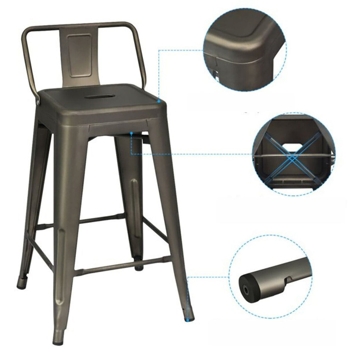 Silla de Barra Metalica Espalda Metalica Envejecida